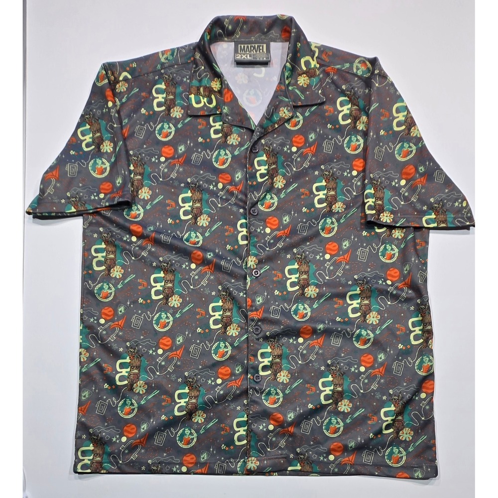 Marvel Guardians of the Galaxy Groot Rocket Loot Wear‎ Camp Shirt 2XL (1260)